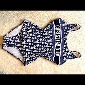 Christian Dior Monogram Blue And White One Piece Bathing Suit Body Suit …